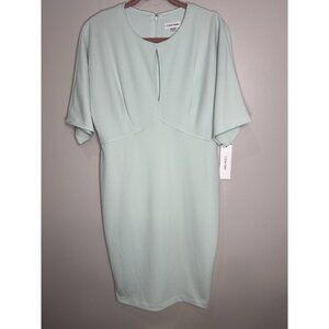 Calvin Klein Elegant Celadon Crepe Sheath Dress Pastel Green Size 12 NWT